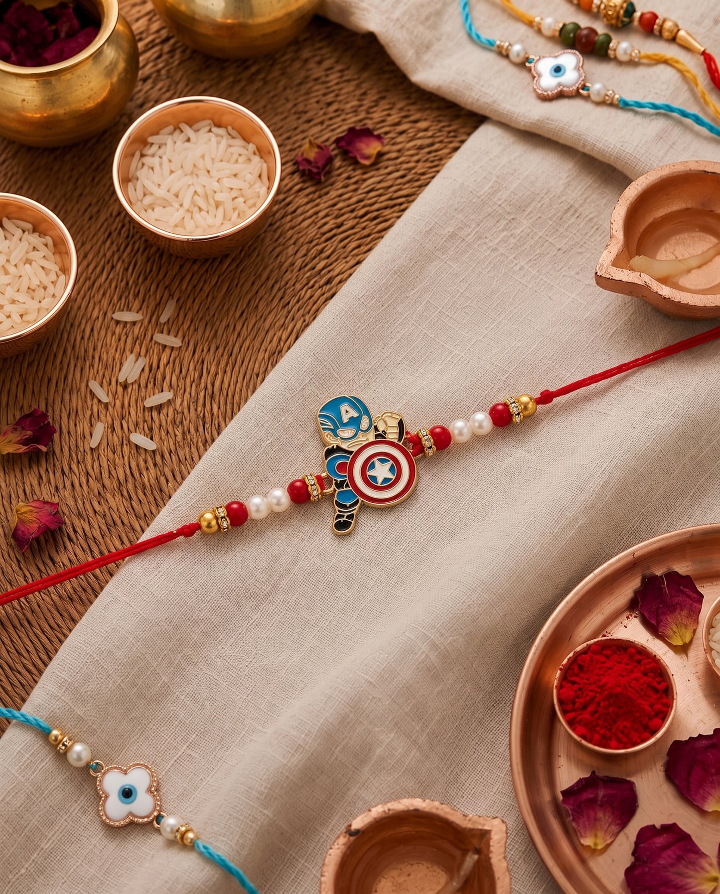 Captain America Rakhi for Brother | Tilak Set Included