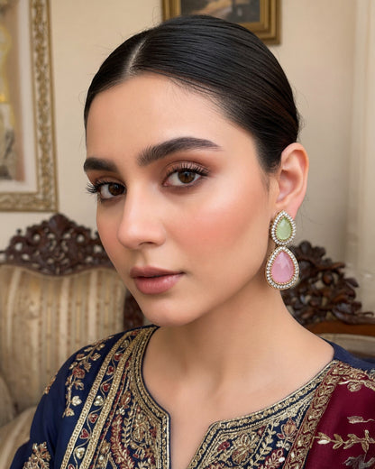 Pastel Ishmrita Premium Designer Zircone Polki Dupe Earring