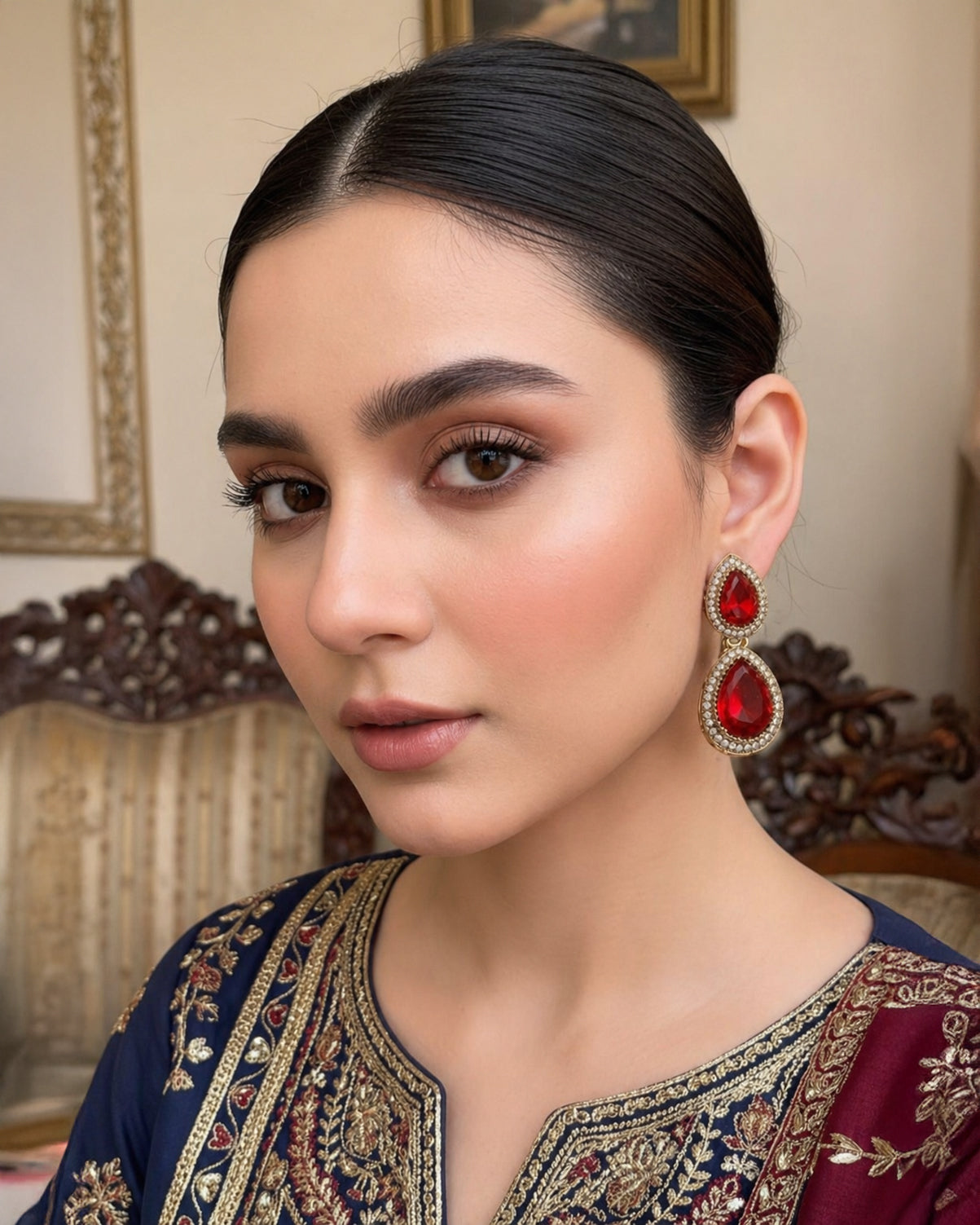 Ruby Ishmrita Premium Designer Zircone Polki Dupe Earring