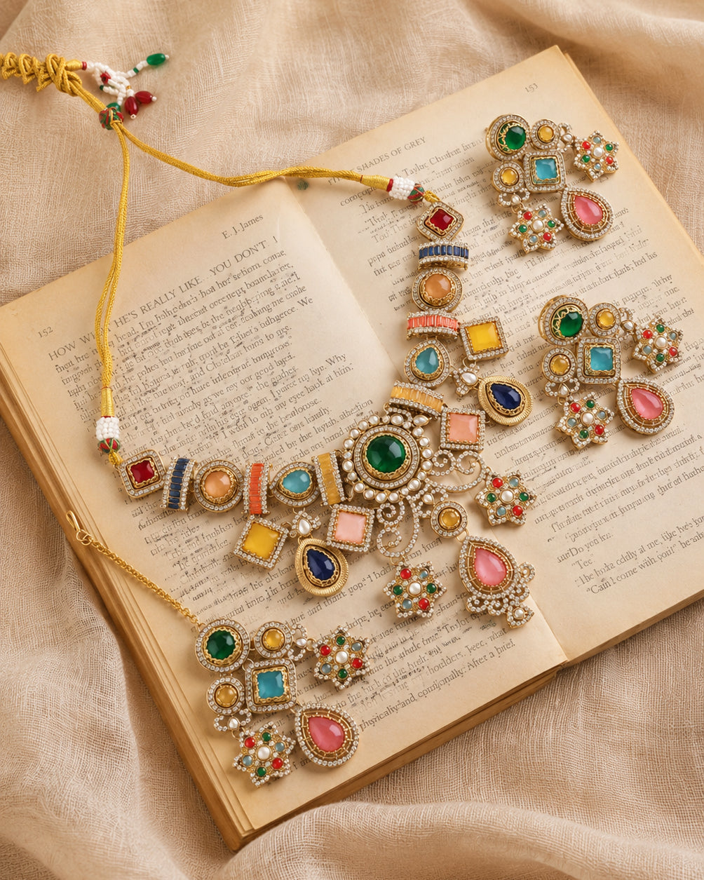 Narzika Premium Sabya Inspired Necklace Set with Earring & Teeka