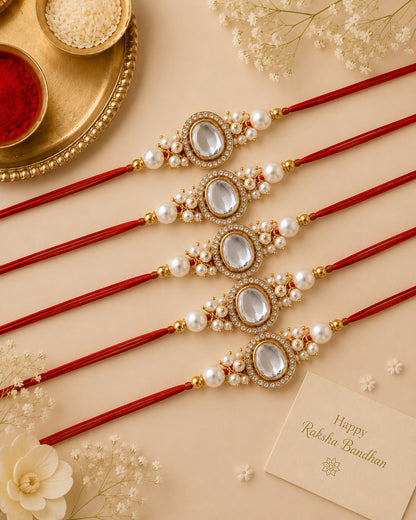 Pack of 5 Lakshita Rakhi for Brother | Tilak Set Included