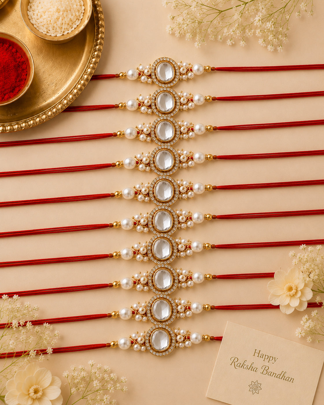 Pack of 10 Lakshita Rakhi for Brother | Tilak Set Included