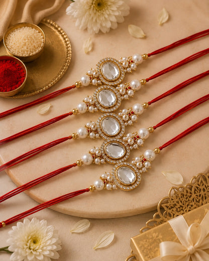 Pack of 5 Lakshita Rakhi for Brother | Tilak Set Included