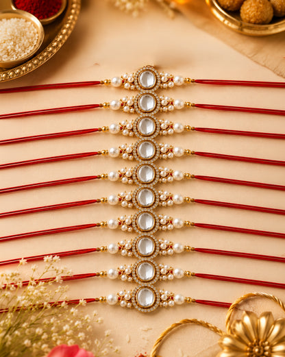 Pack of 10 Lakshita Rakhi for Brother | Tilak Set Included
