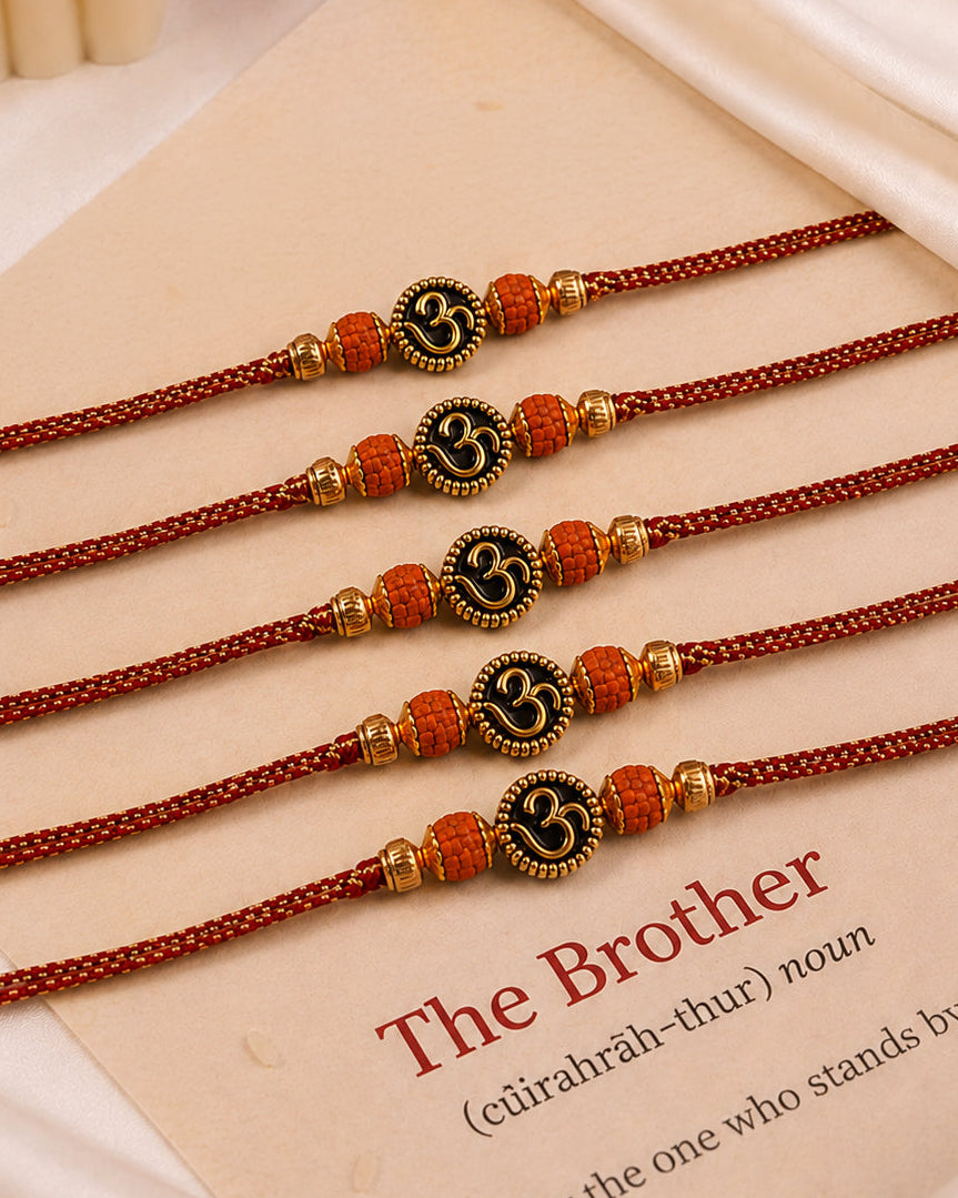 Pack of 5 Vrishti Rakhi for Brother | Tilak Set Included