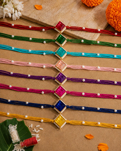 Pack of 8 Roushmi Rakhi for Brother | Tilak Set Included