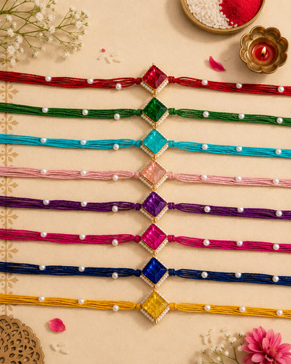Pack of 8 Roushmi Rakhi for Brother | Tilak Set Included