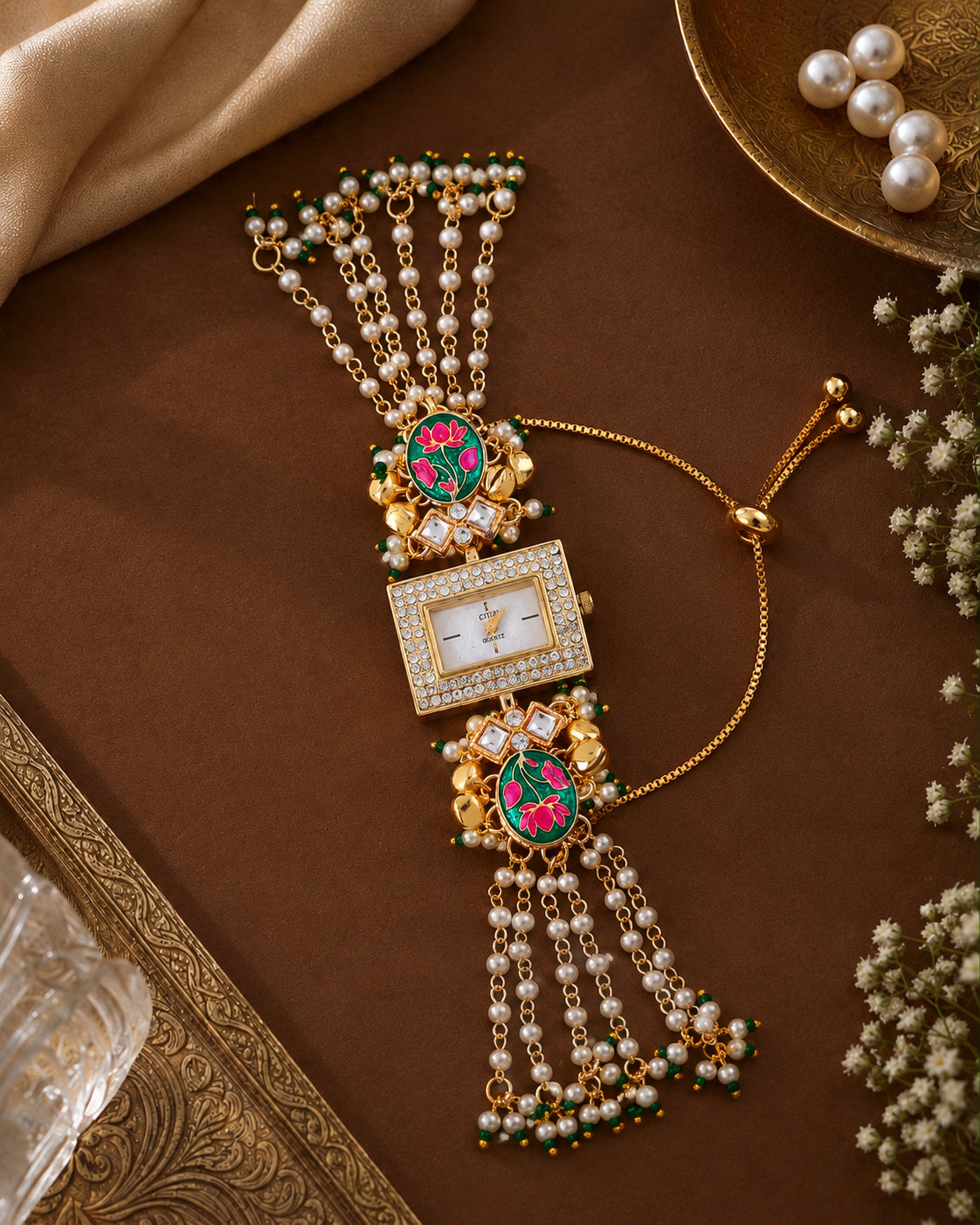 Rishaya Heritage Women Dial Embellished Ethnic Analogue Bracelet Watch