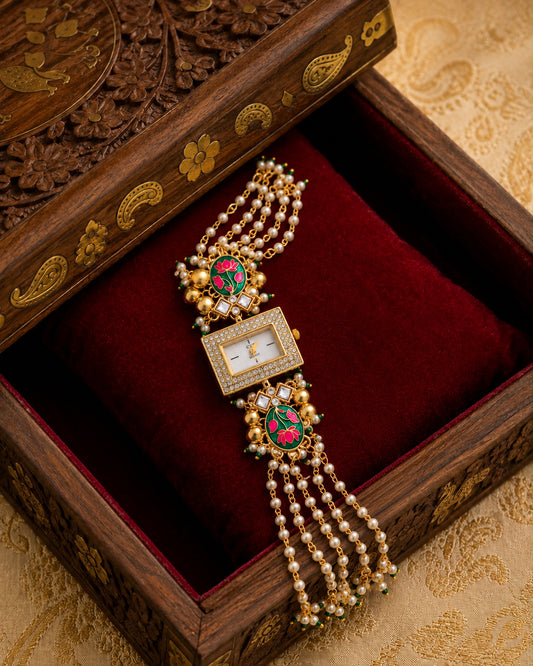 Rishaya Heritage Women Dial Embellished Ethnic Analogue Bracelet Watch
