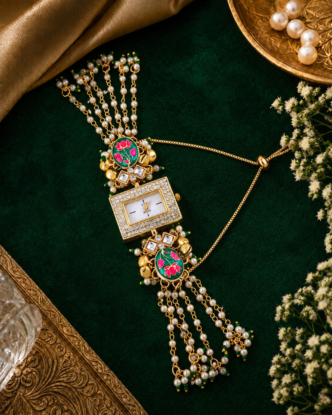 Rishaya Heritage Women Dial Embellished Ethnic Analogue Bracelet Watch