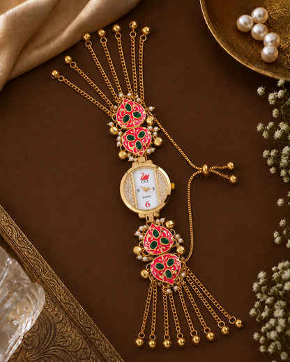 Pink Ananta Heritage Women Dial Embellished Ethnic Analogue Bracelet Watch