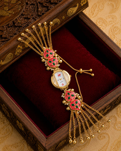 Pink Ananta Heritage Women Dial Embellished Ethnic Analogue Bracelet Watch