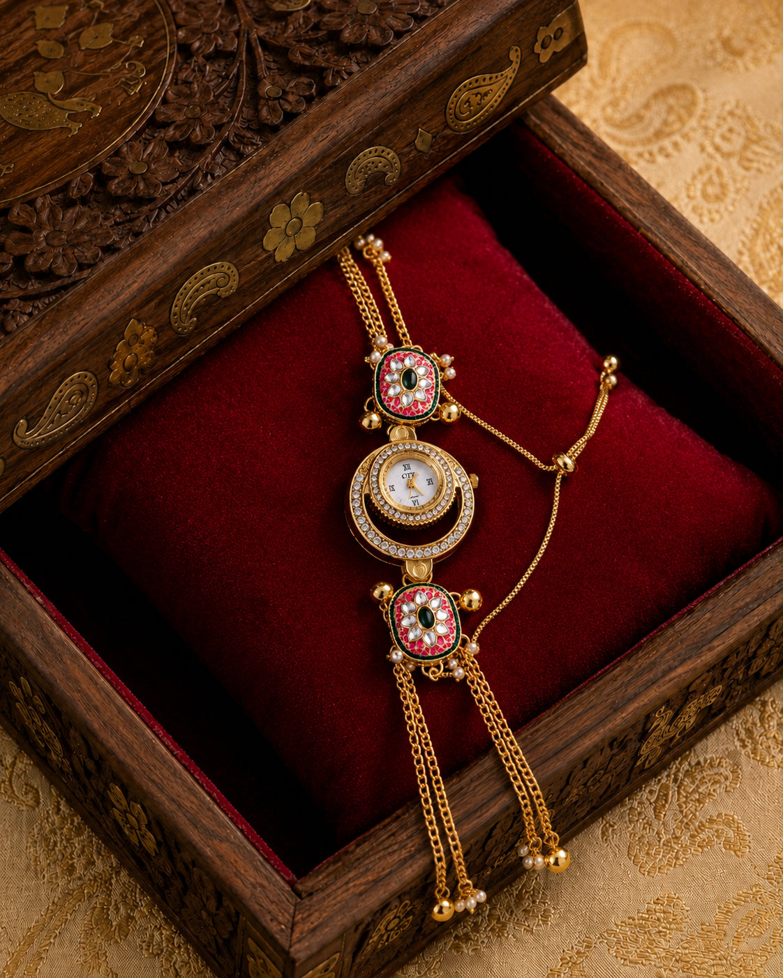 Ivara Heritage Women Dial Embellished Ethnic Analogue Bracelet Watch