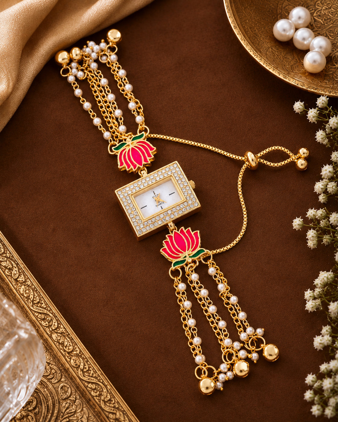 Pink Arunika Heritage Women Dial Embellished Ethnic Analogue Bracelet Watch