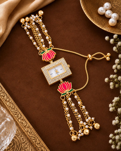 Pink Arunika Heritage Women Dial Embellished Ethnic Analogue Bracelet Watch