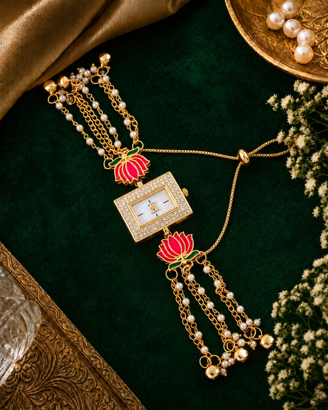 Pink Arunika Heritage Women Dial Embellished Ethnic Analogue Bracelet Watch
