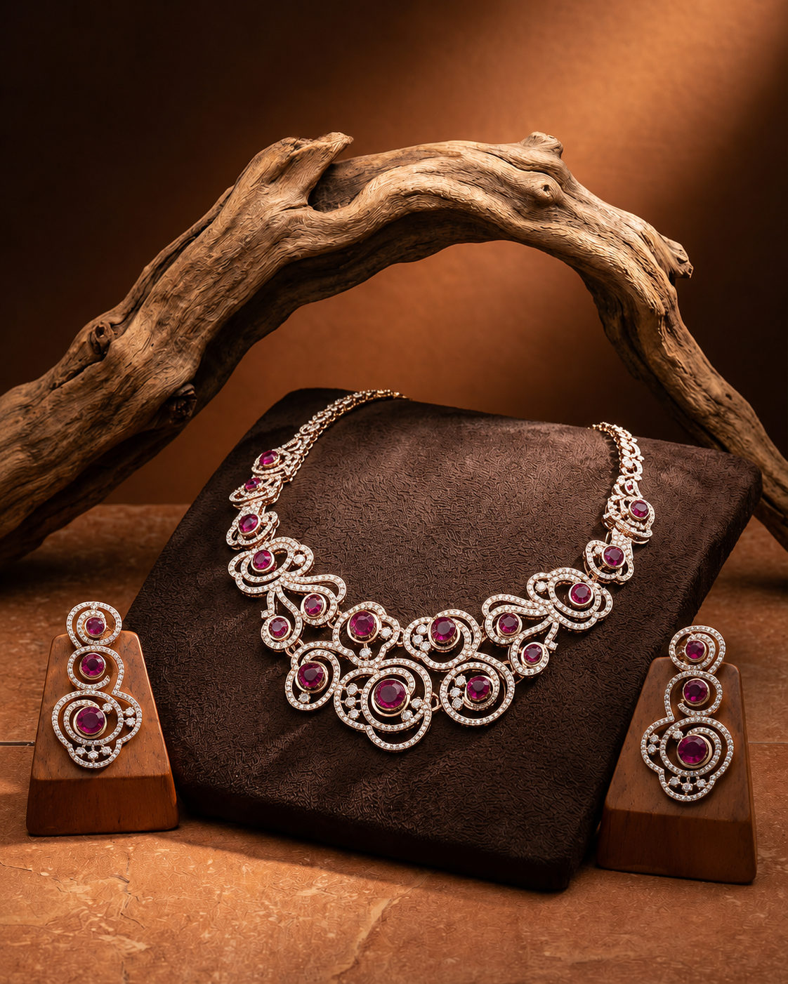 Purple Ira Premium Designer Zircone Necklace With Earring