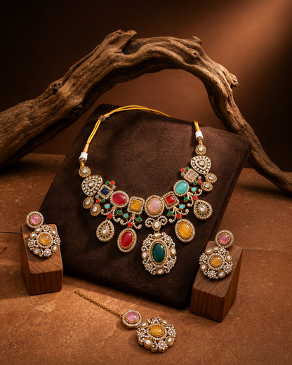 Myraya Premium Sabya Inspired Necklace Set with Earring & Teeka