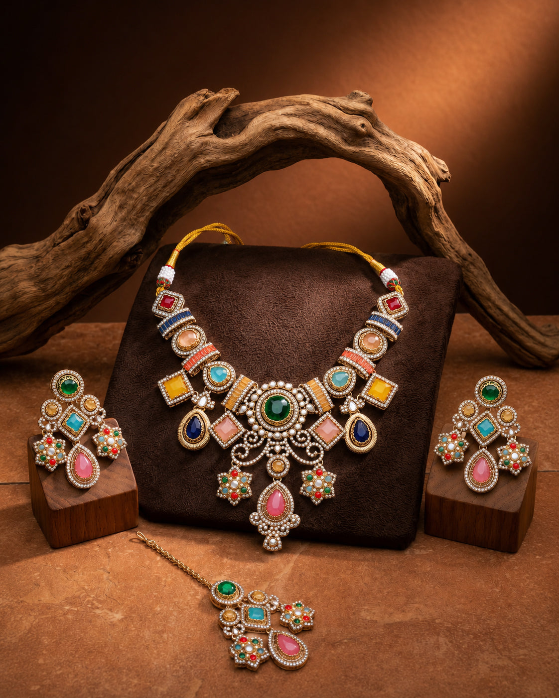 Narzika Premium Sabya Inspired Necklace Set with Earring & Teeka