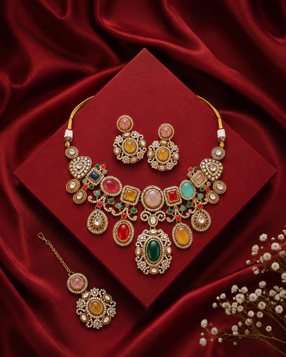 Myraya Premium Sabya Inspired Necklace Set with Earring & Teeka