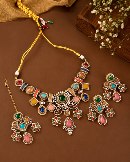 Narzika Premium Sabya Inspired Necklace Set with Earring & Teeka