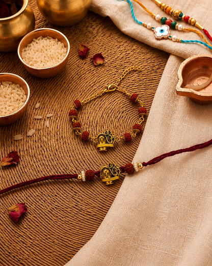 Aaradhya Bhaiya Bhabhi Rakhi Bracelet Set | Tilak Set Included