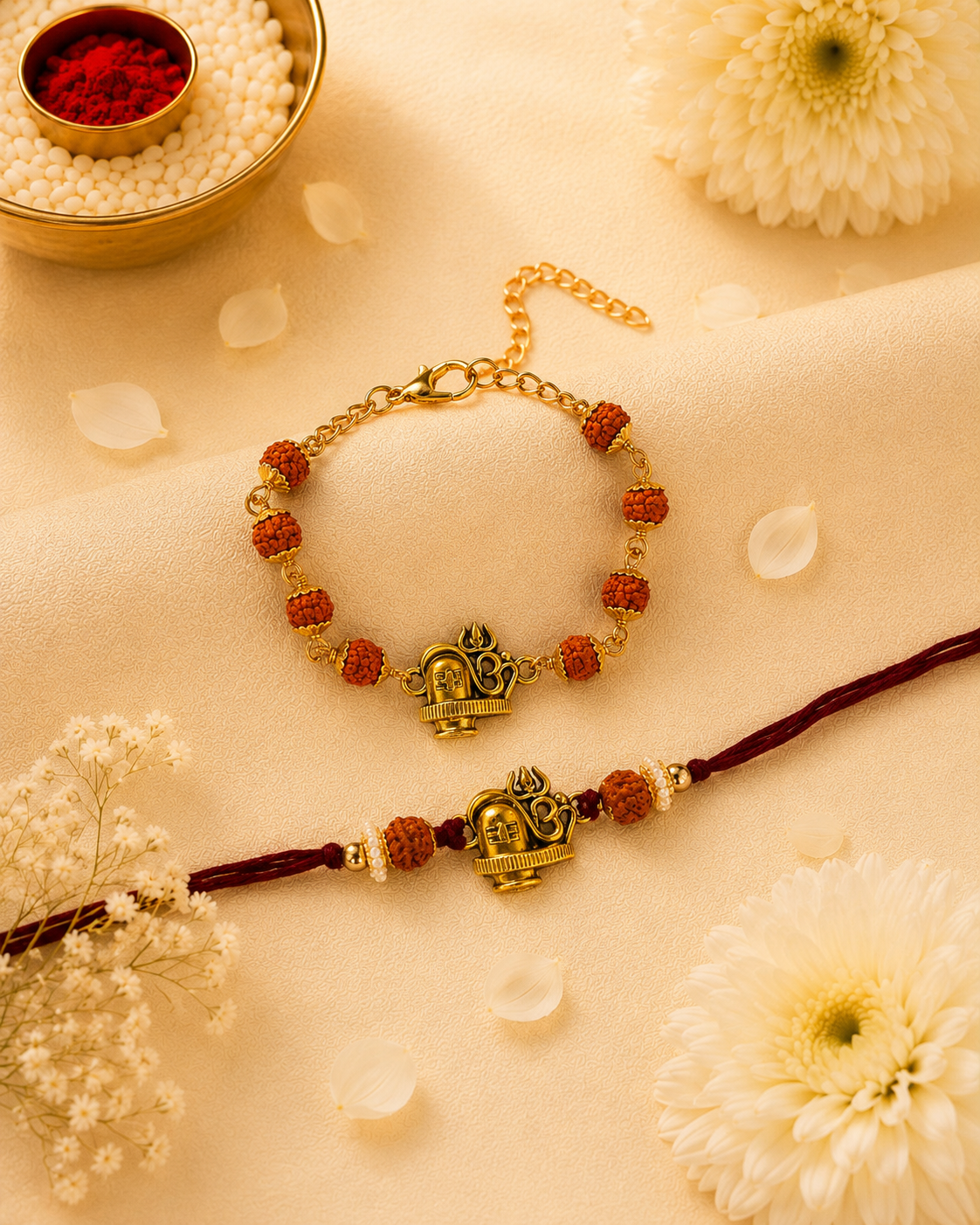 Aaradhya Bhaiya Bhabhi Rakhi Bracelet Set | Tilak Set Included