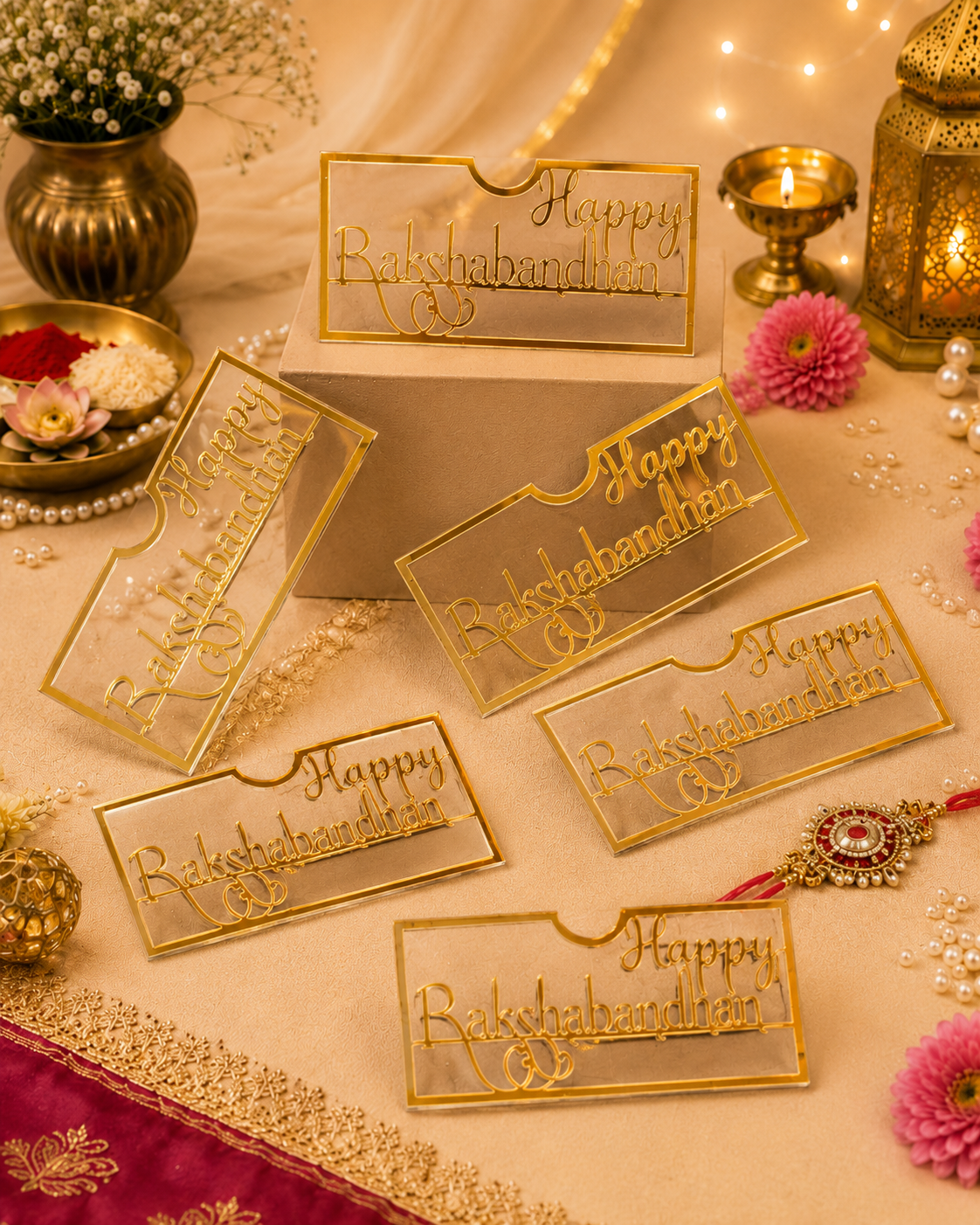 Acrylic Happy Raksha Bandhan Envelope For Shagun