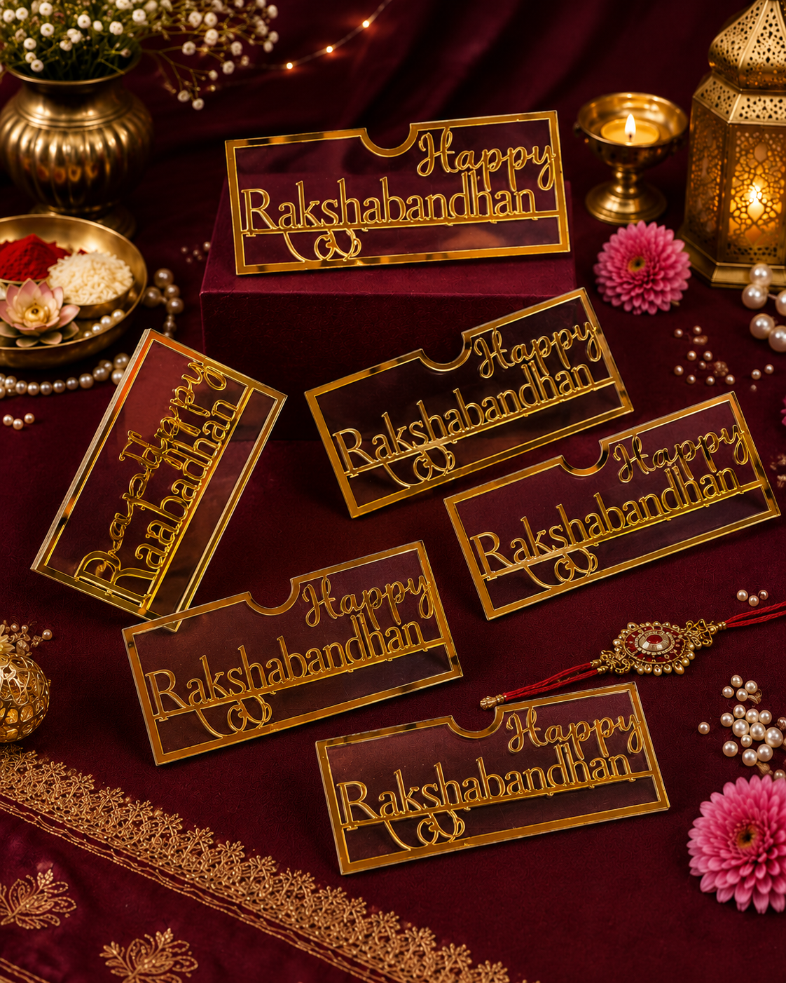Acrylic Happy Raksha Bandhan Envelope For Shagun