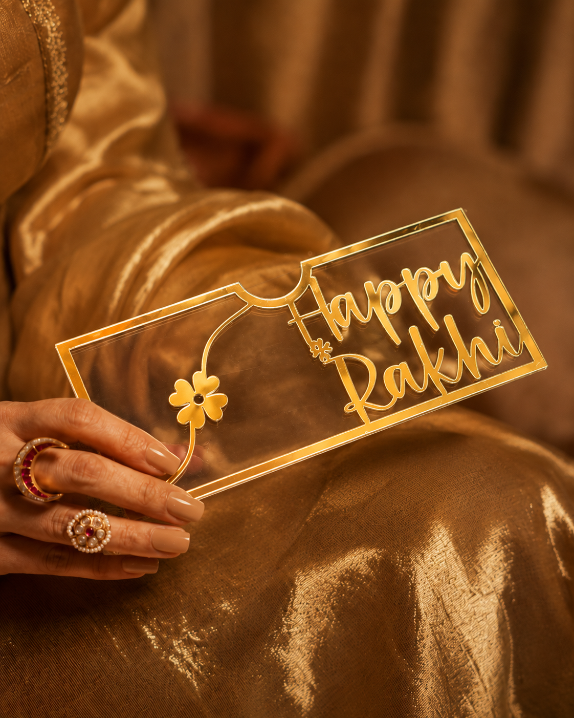 Acrylic Happy Rakhi Envelope For Shagun