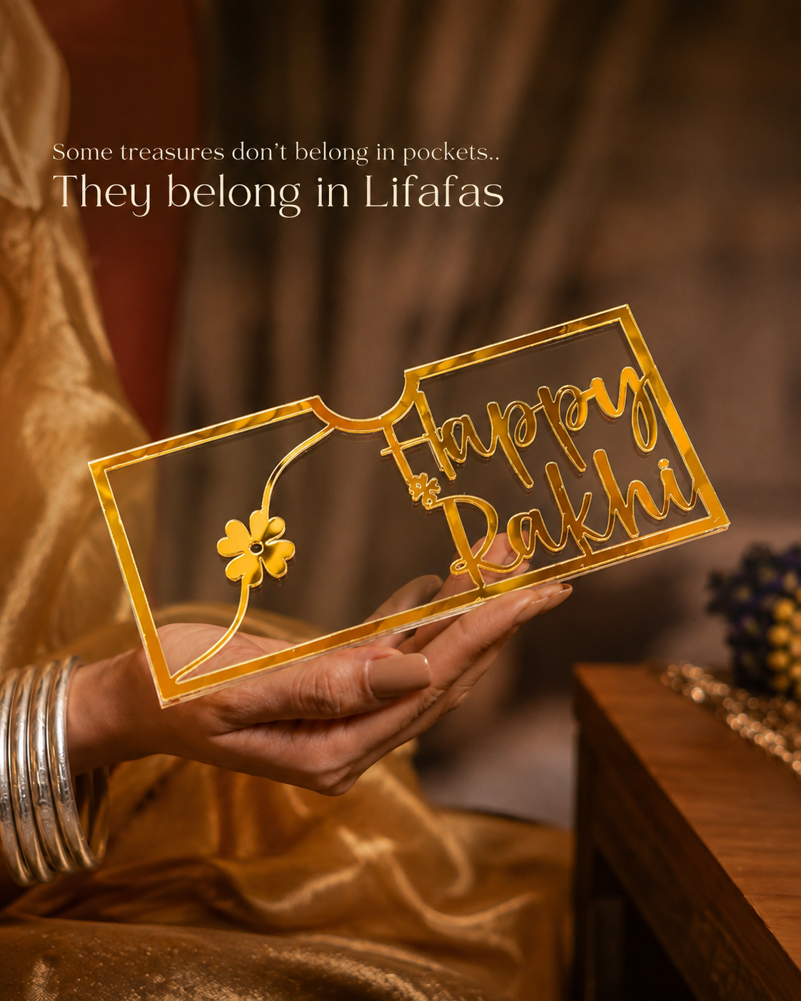 Acrylic Happy Rakhi Envelope For Shagun
