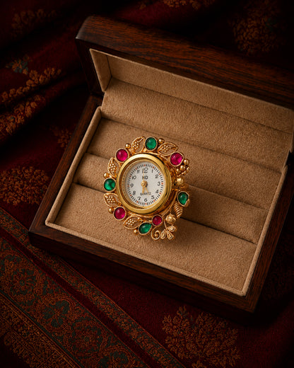 Shivin Heritage Women Dial Embellished Ethnic Analogue Ring Watch