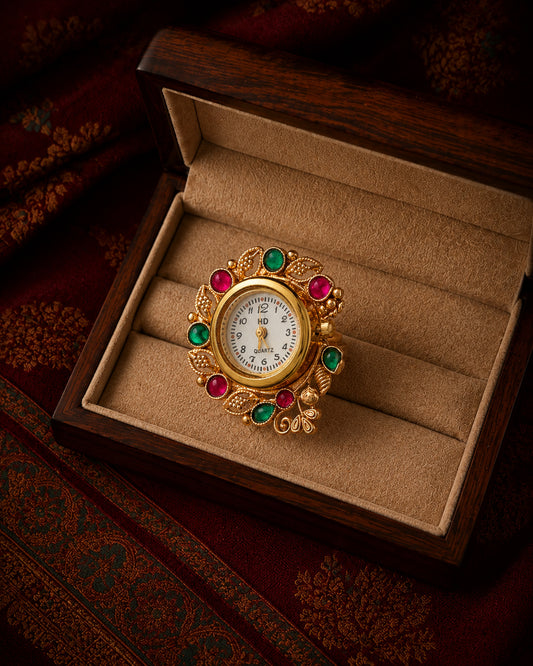 Shivin Heritage Women Dial Embellished Ethnic Analogue Ring Watch