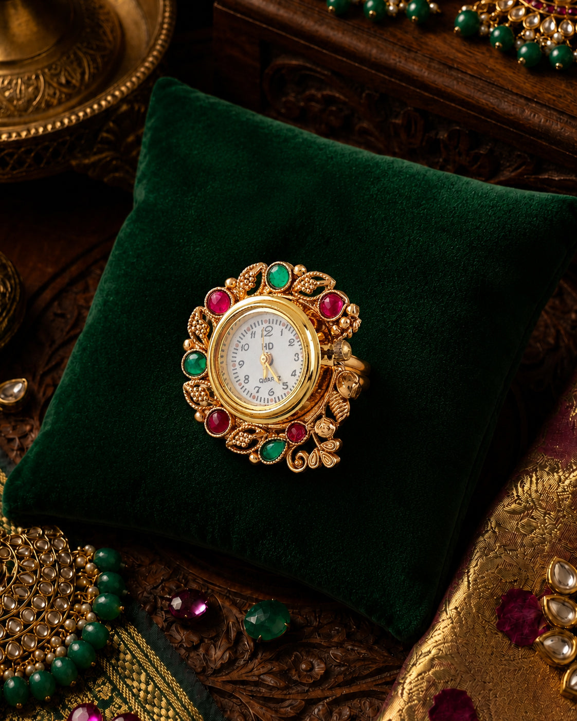 Shivin Heritage Women Dial Embellished Ethnic Analogue Ring Watch