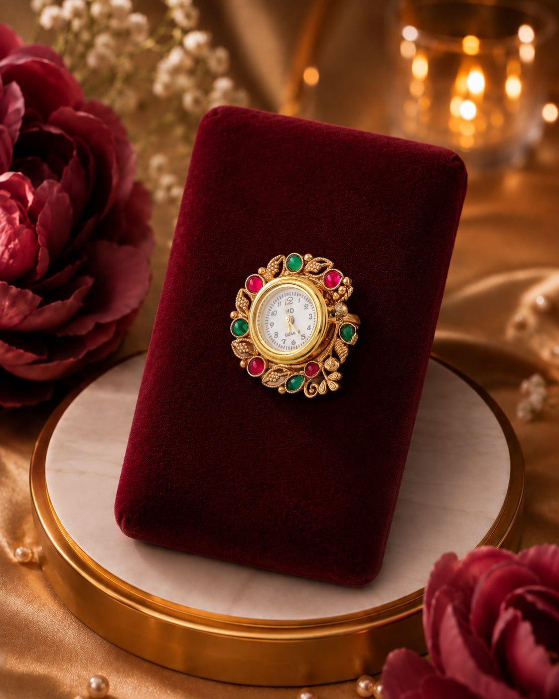 Shivin Heritage Women Dial Embellished Ethnic Analogue Ring Watch