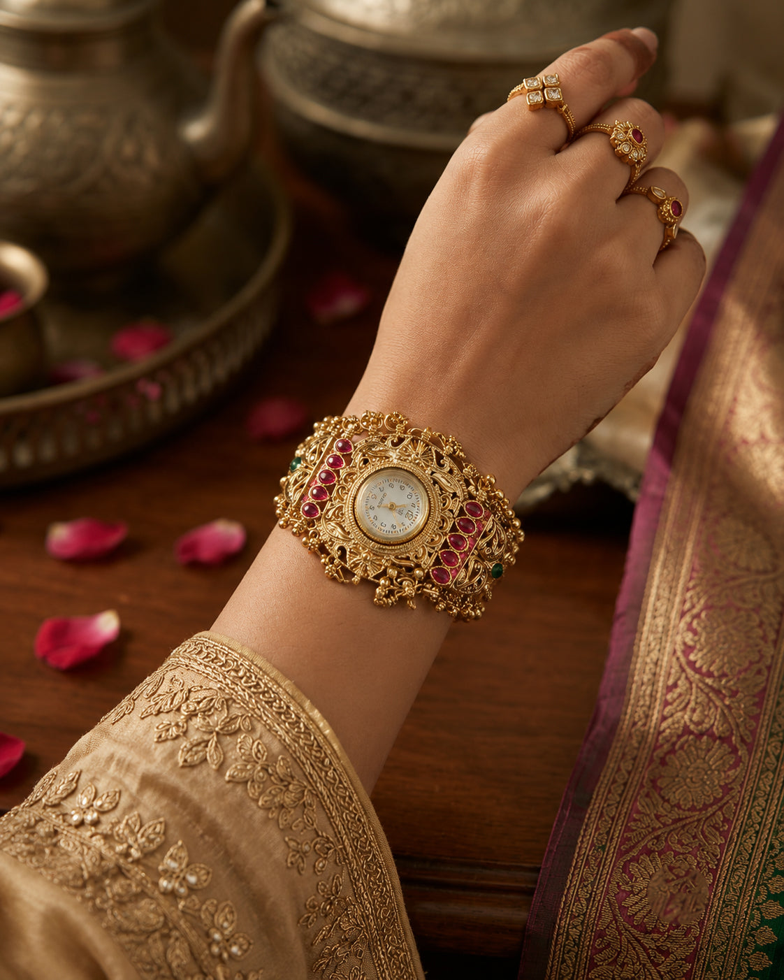 Tathya Heritage Women Dial Embellished Ethnic Analogue Watch