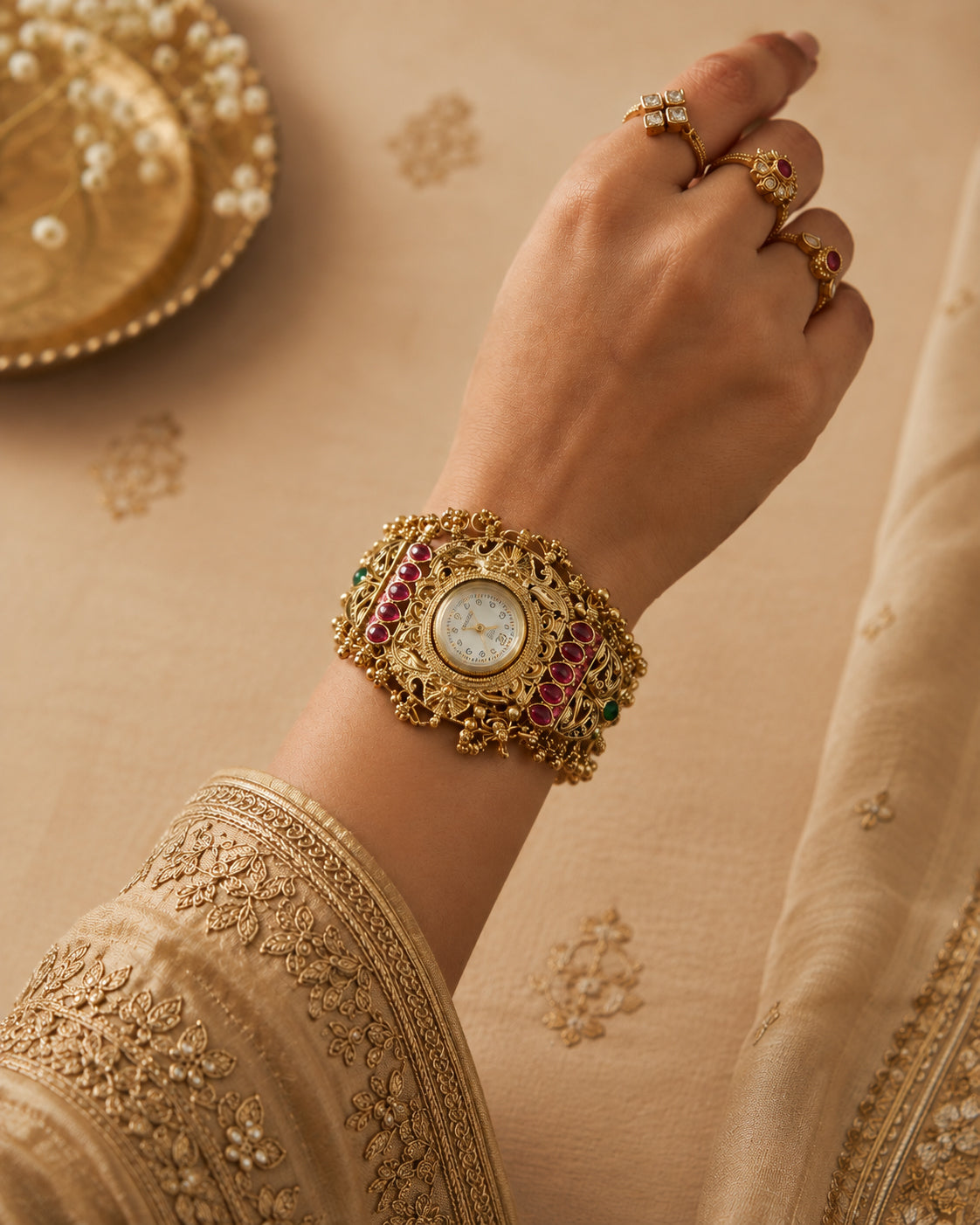Tathya Heritage Women Dial Embellished Ethnic Analogue Watch
