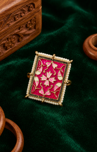 Pink Sabiya Meenakari Ethnic Ring