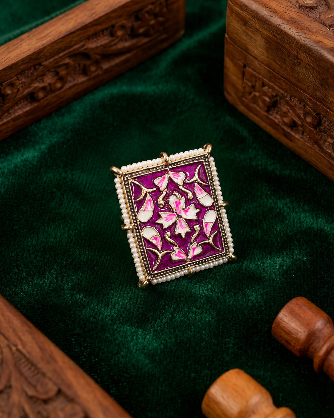 Purple Sabiya Meenakari Ethnic Ring