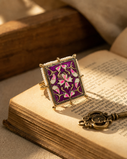 Purple Sabiya Meenakari Ethnic Ring