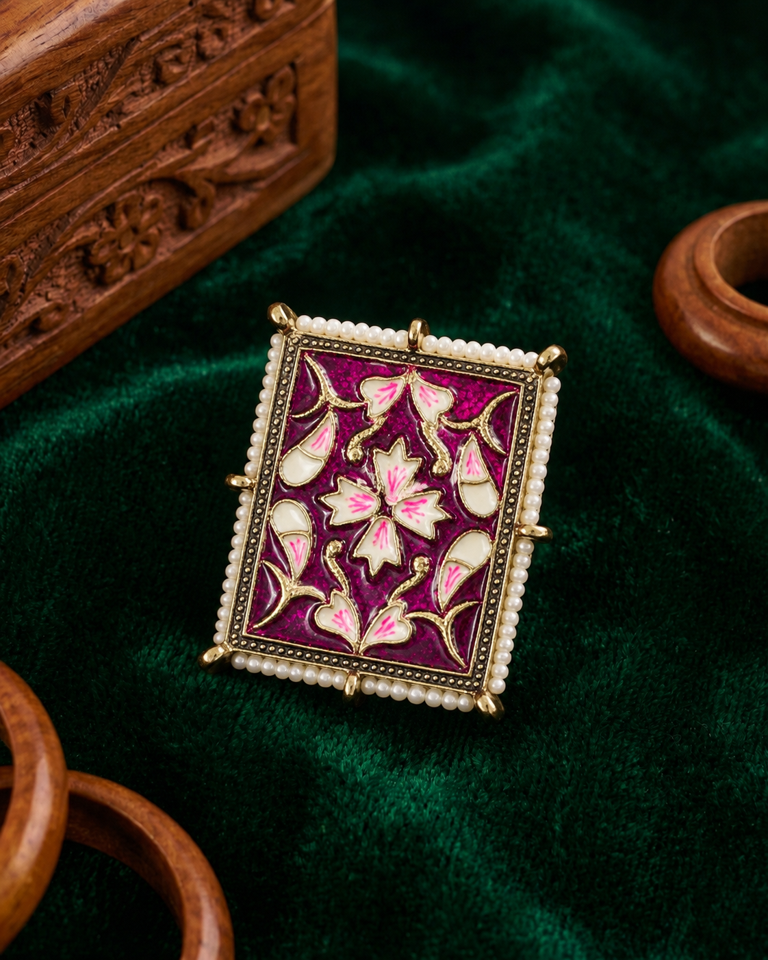 Purple Sabiya Meenakari Ethnic Ring