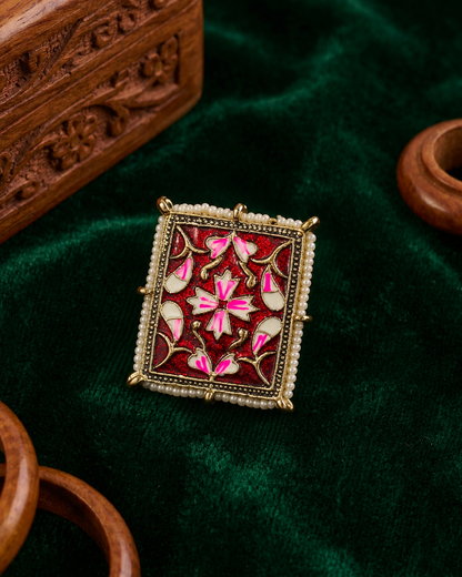 Red Sabiya Meenakari Ethnic Ring
