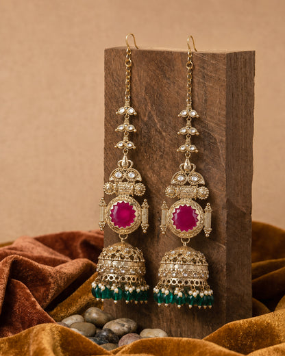 Ruby Green Mrigakshi Jhumka Earring With Sahara