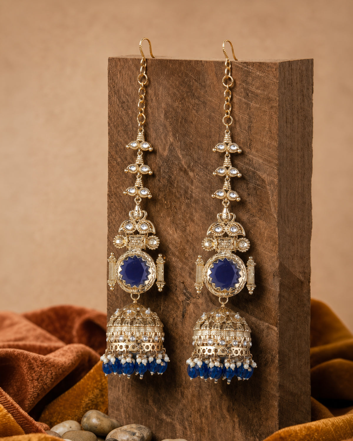Blue Mrigakshi Jhumka Earring With Sahara