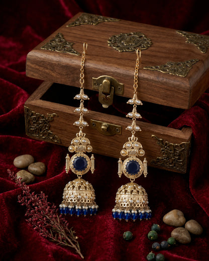 Blue Mrigakshi Jhumka Earring With Sahara