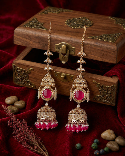 Pink Mrigakshi Jhumka Earring With Sahara