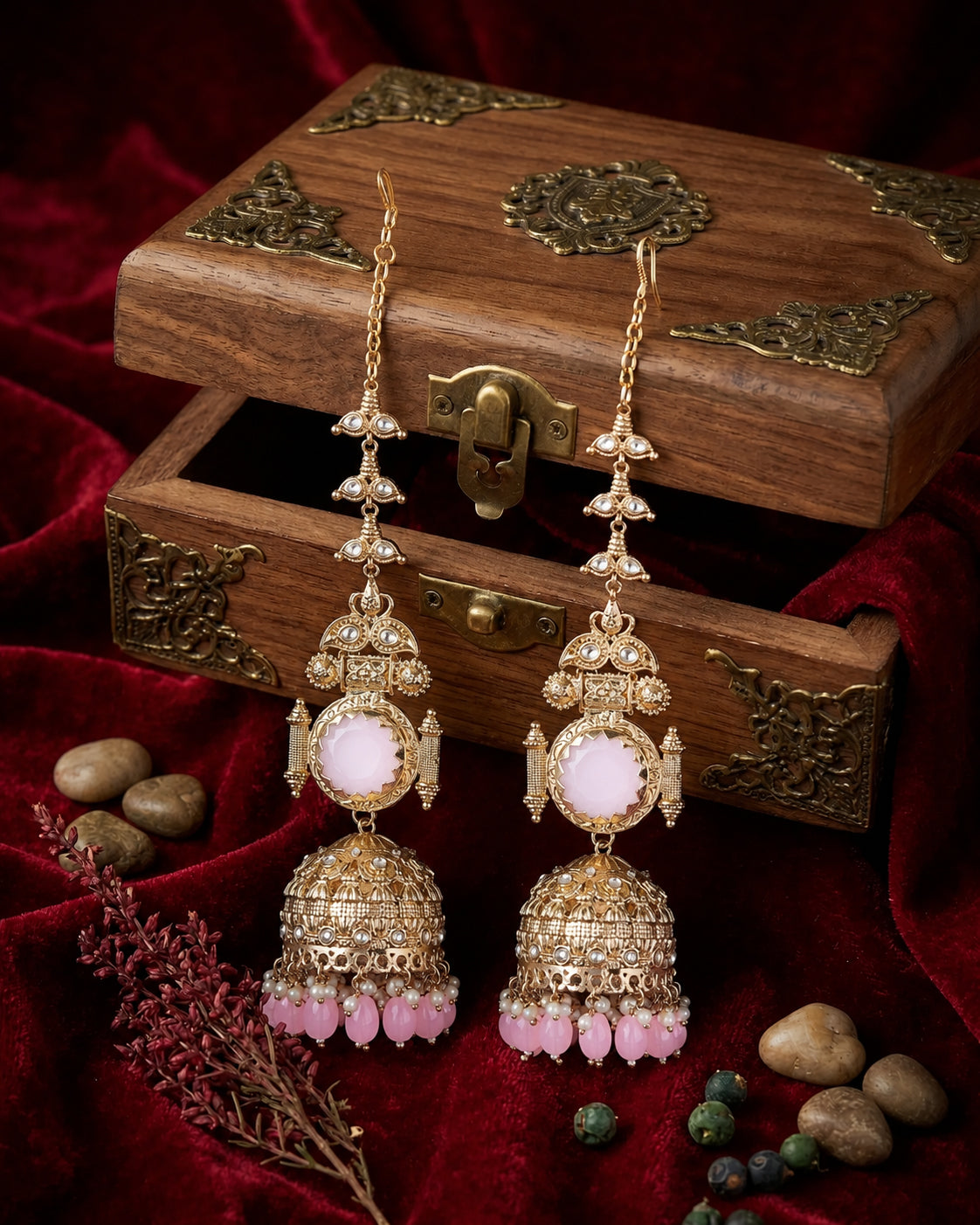 Blush Mrigakshi Jhumka Earring With Sahara