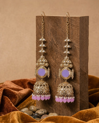 Lilac Mrigakshi Jhumka Earring With Sahara