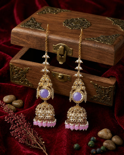 Lilac Mrigakshi Jhumka Earring With Sahara