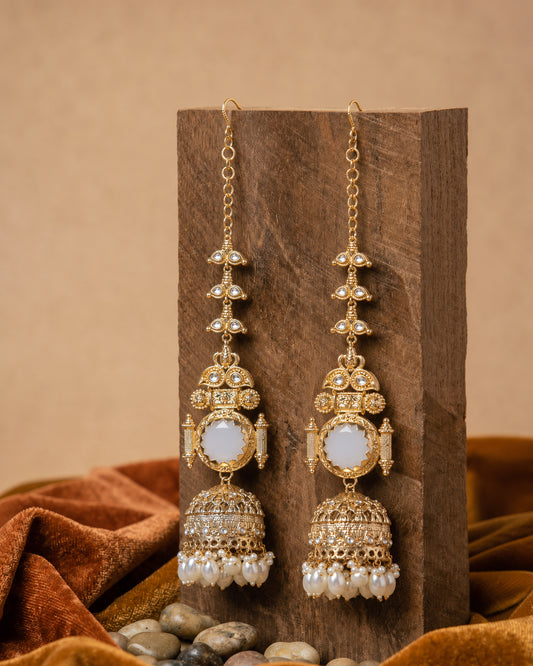Ivory Mrigakshi Jhumka Earring With Sahara